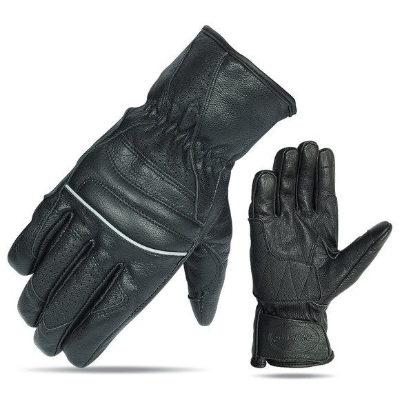 Men's Premium Leather Driving Glove with Reflective Piping - Picture 1 of 1